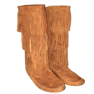 Lauren Conrad Fringe Knee High Boots, Camel. Sz. 10